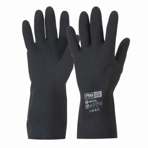 PRO GLOVE NEOPRENE H/DUTY FLOCK LINING BLACK SIZE 10